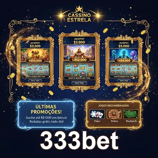 Imagem da página inicial da 333bet, site de apostas e cassino online, destacando opções de jogo e promoções.
